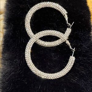 Chicos Sparkling Crystal Hoop Earrings